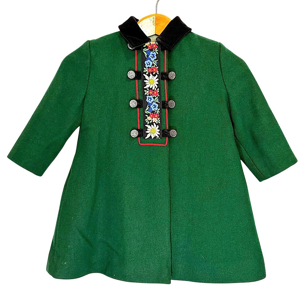 Vintage FW Fisher Macwil Wool Girls Coat Green 5